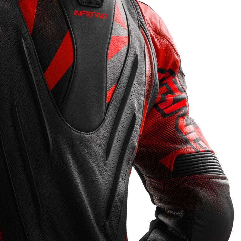 Rebelhorn Inferno Leder-Motorradjacke, schwarz-fluoreszierend rot