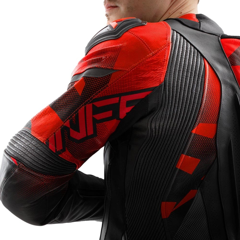 Rebelhorn Inferno Leder-Motorradjacke, schwarz-fluoreszierend rot
