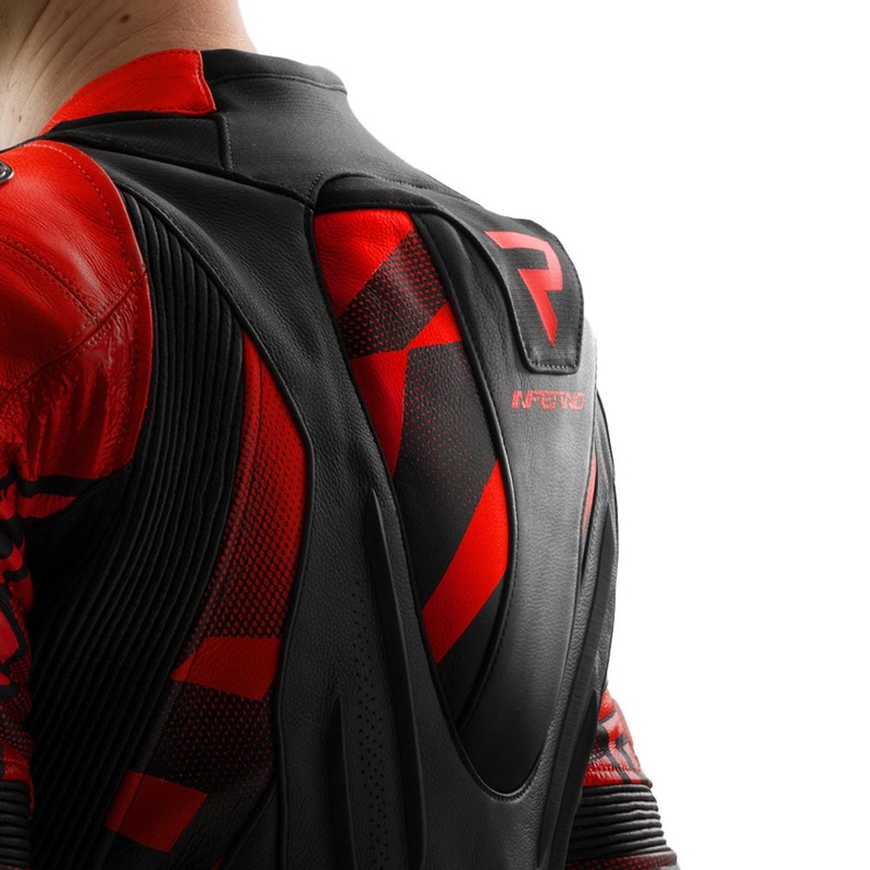 Rebelhorn Inferno Leder-Motorradjacke, schwarz-fluoreszierend rot