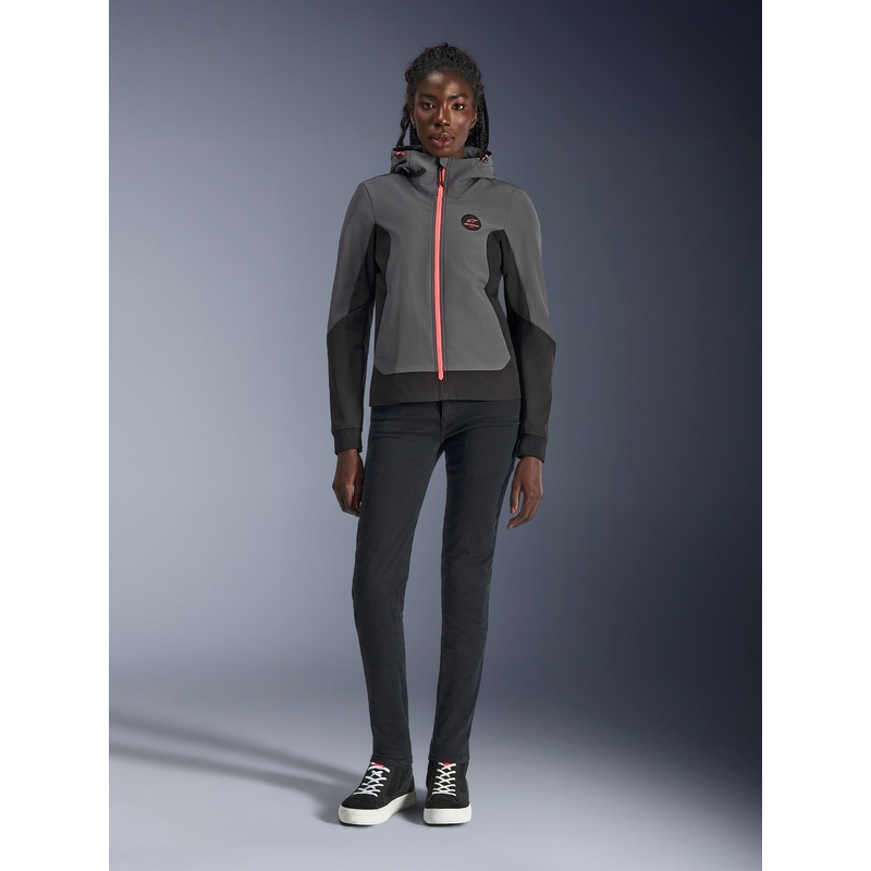 Alpinestars Stella Radium Tech Hoodie Damen-Motorradjacke dunkelgrau-schwarz-rosa