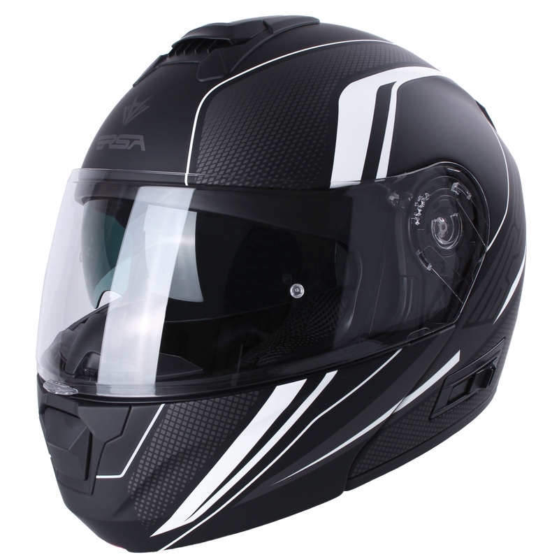 RSA Rival Klapphelm für Motorräder, schwarz-grau-weiß, im Angebot – 2. Wahl Ausverkauf - II. Qualität