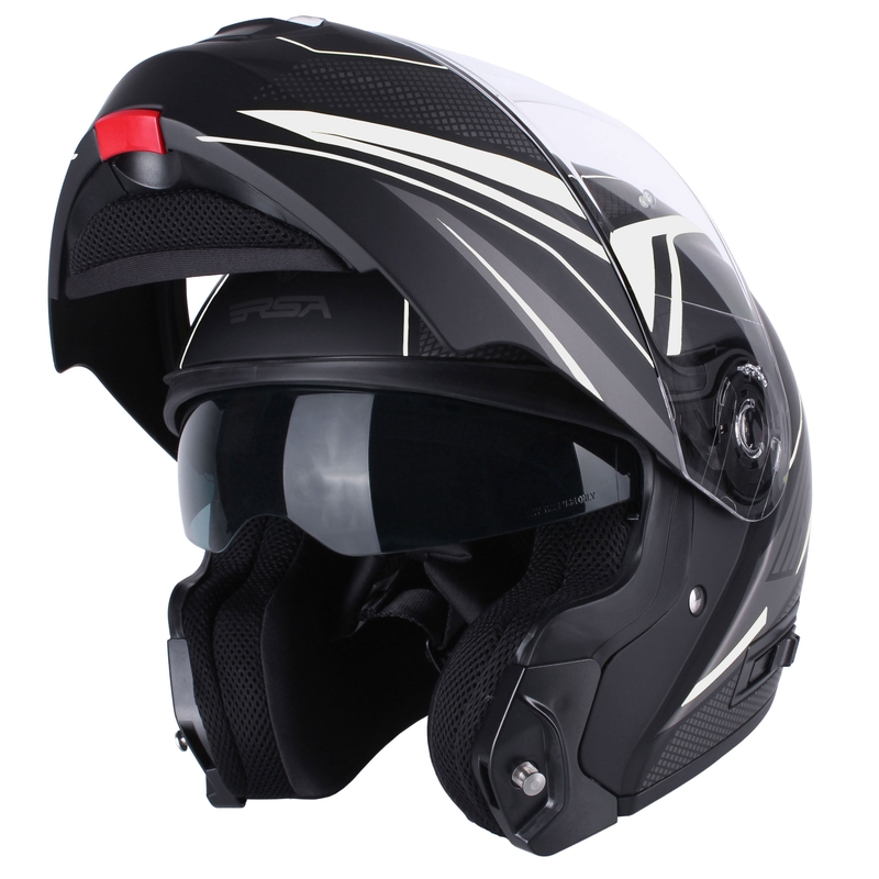 RSA Rival Klapphelm für Motorräder, schwarz-grau-weiß, im Angebot – 2. Wahl Ausverkauf - II. Qualität