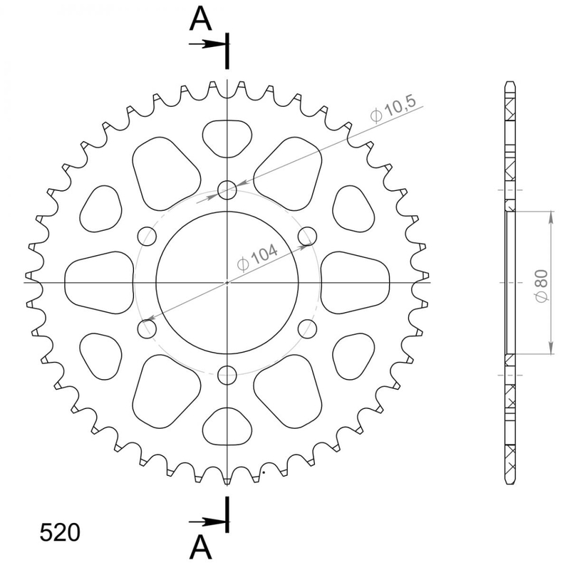 Aluminium-Ketten Rad SUPERSPROX grün 43T, 520
