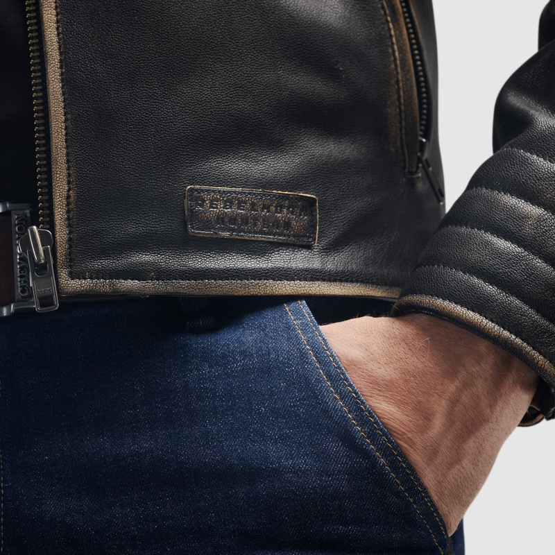 Rebelhorn Hunter II Leder-Motorradjacke, braun - 2. Wahl - II. Qualität