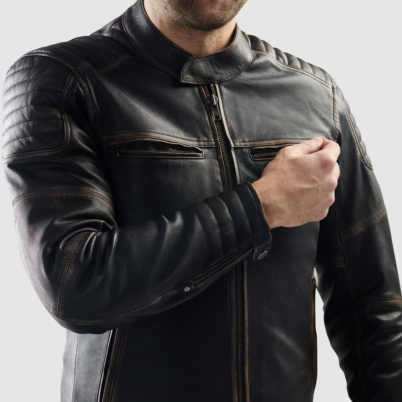 Rebelhorn Hunter II Leder-Motorradjacke, braun - 2. Wahl - II. Qualität