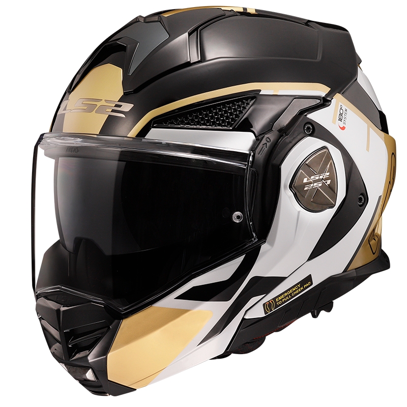 Klappbarer Motorradhelm LS2 FF901 Advant X Metryk schwarz-weiß-gold 2 - II. Qualität