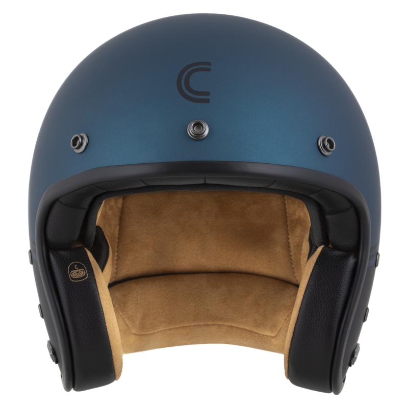 Cassida Eso Super Hooligan offener Helm, schwarz matt-metallic blau - II. Qualität
