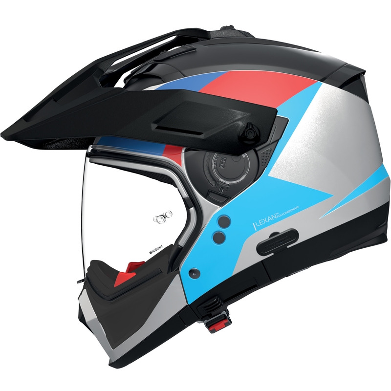 Modularer Motorradhelm Nolan N70-2 X Turbine 350, weiß-schwarz-blau-hellblau-rot