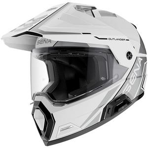 Enduro-Motorradhelm mit Headset SENA Outlander glänzend weiß