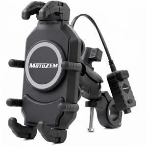 Antivibrations-Handyhalterung mit kabellosem Ladegerät und USB-C-Anschluss MotoZem M26-C1 schwarz