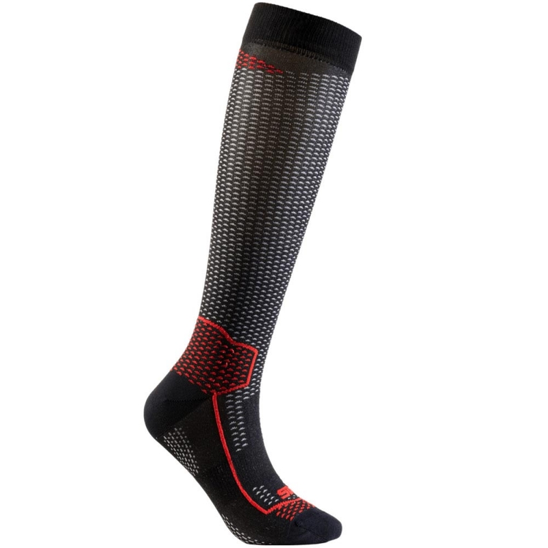 Funktionelle Kniestrümpfe SIXS LONG V3 schwarz-karbonrot