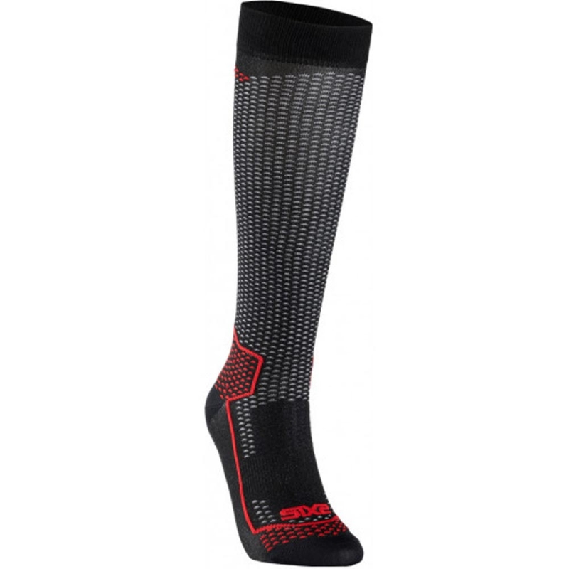 Funktionelle Kniestrümpfe SIXS LONG V3 schwarz-karbonrot
