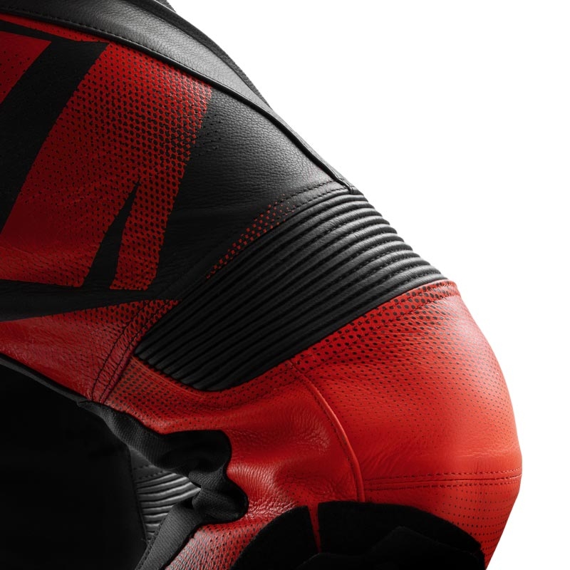 Rebelhorn Inferno Motorradhose aus Leder, schwarz-fluoreszierend rot