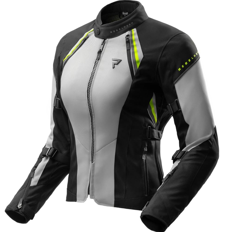 Damen-Motorradjacke Rebelhorn Swift, hellgrau-fluoreszierend gelb
