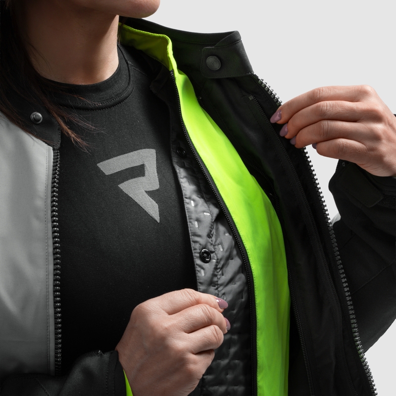 Damen-Motorradjacke Rebelhorn Swift, hellgrau-fluoreszierend gelb