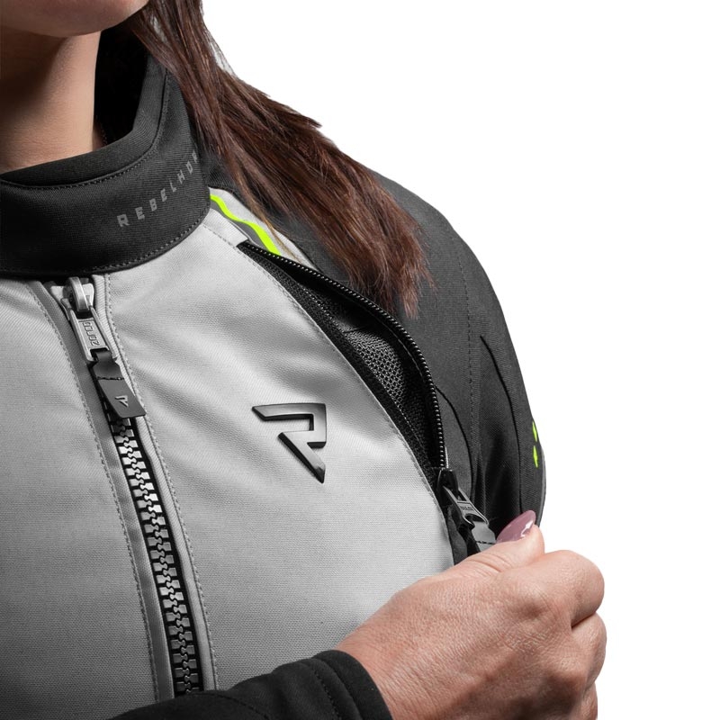 Damen-Motorradjacke Rebelhorn Swift, hellgrau-fluoreszierend gelb