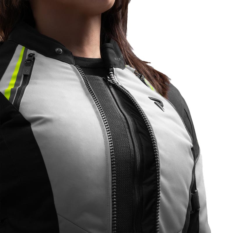 Damen-Motorradjacke Rebelhorn Swift, hellgrau-fluoreszierend gelb