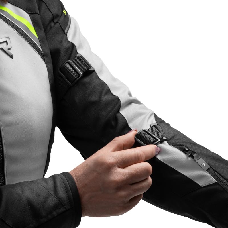 Damen-Motorradjacke Rebelhorn Swift, hellgrau-fluoreszierend gelb
