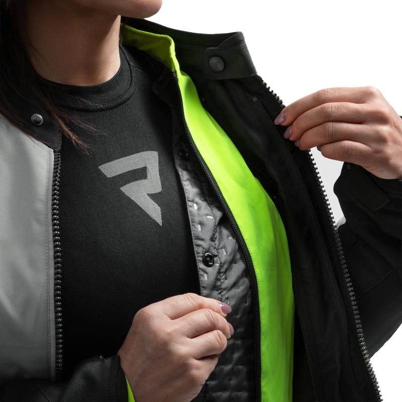 Damen-Motorradjacke Rebelhorn Swift, hellgrau-fluoreszierend gelb