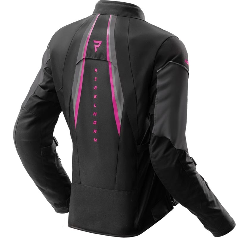 Damen-Motorradjacke Rebelhorn Swift schwarz-grau-rosa