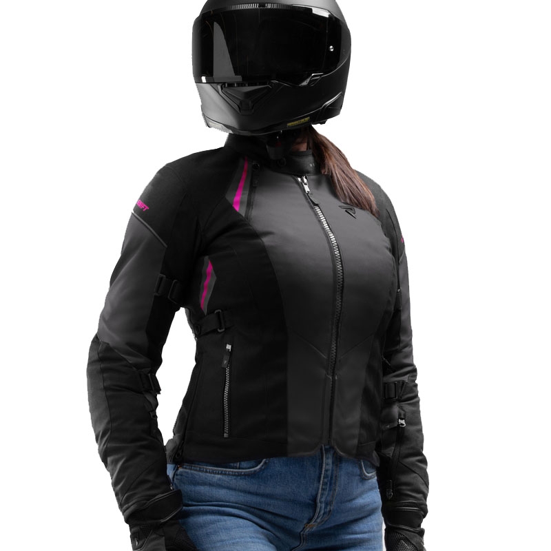 Damen-Motorradjacke Rebelhorn Swift schwarz-grau-rosa