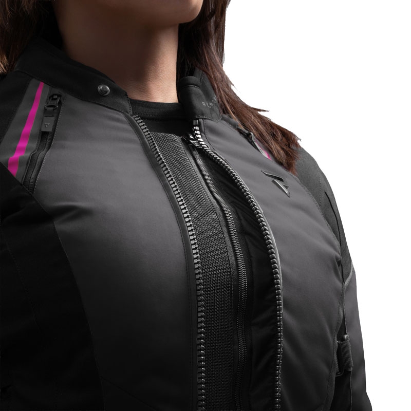Damen-Motorradjacke Rebelhorn Swift schwarz-grau-rosa