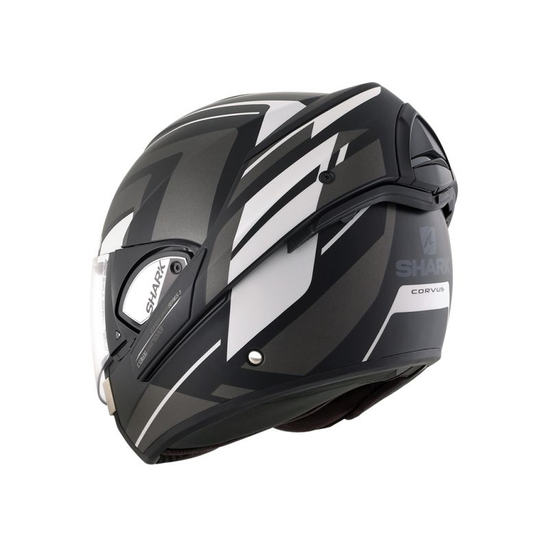 Klapphelm SHARK EVOLINE 3 Corvus Mat Schwarz-Grau-Weiß Ausverkauf