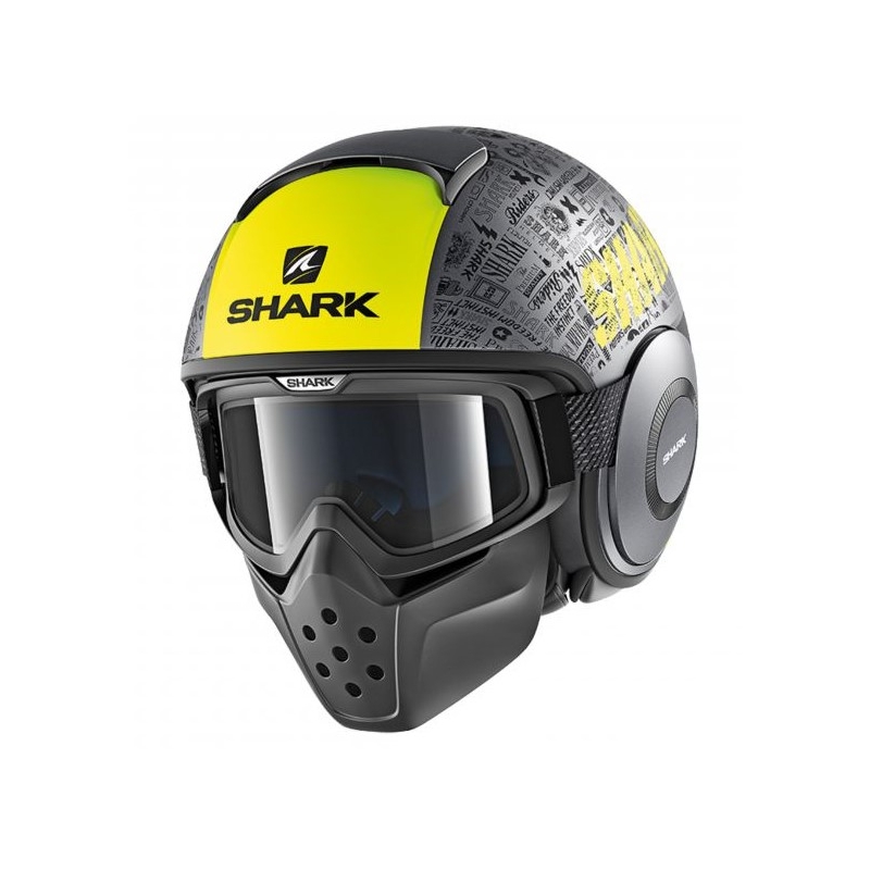Offener Helm SHARK DRAK Tribute Mat schwarz-grau-gelb