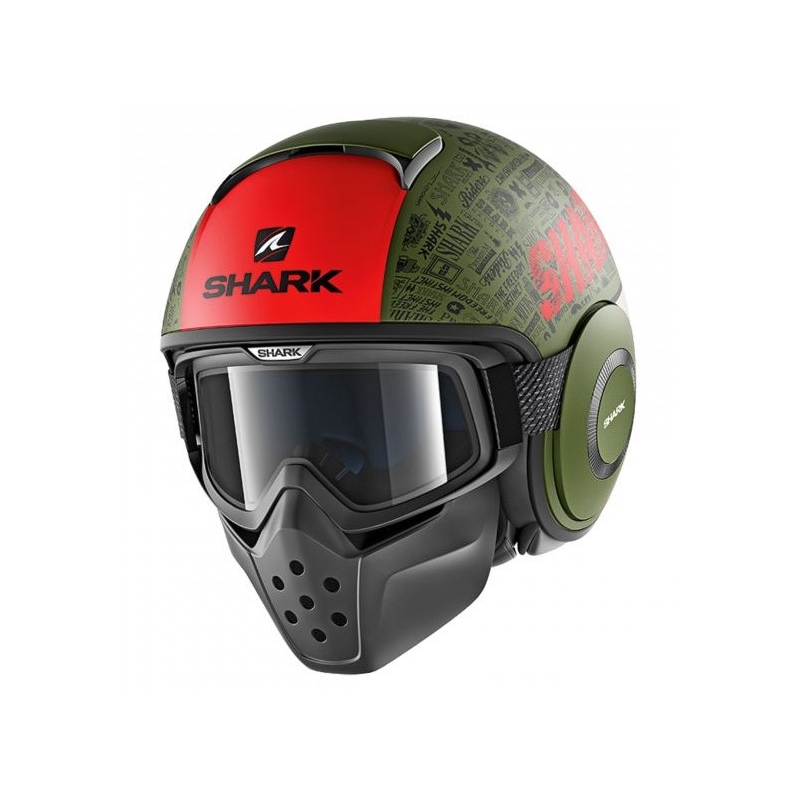 Offener Helm SHARK DRAK Tribute Matte schwarz-grün-rot