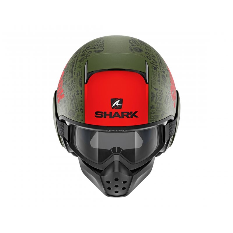Offener Helm SHARK DRAK Tribute Matte schwarz-grün-rot