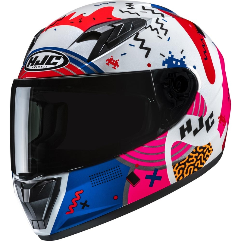 HJC Y10 Mika MC28 Kinder-Integralhelm für Motorräder, weiß-rosa-blau