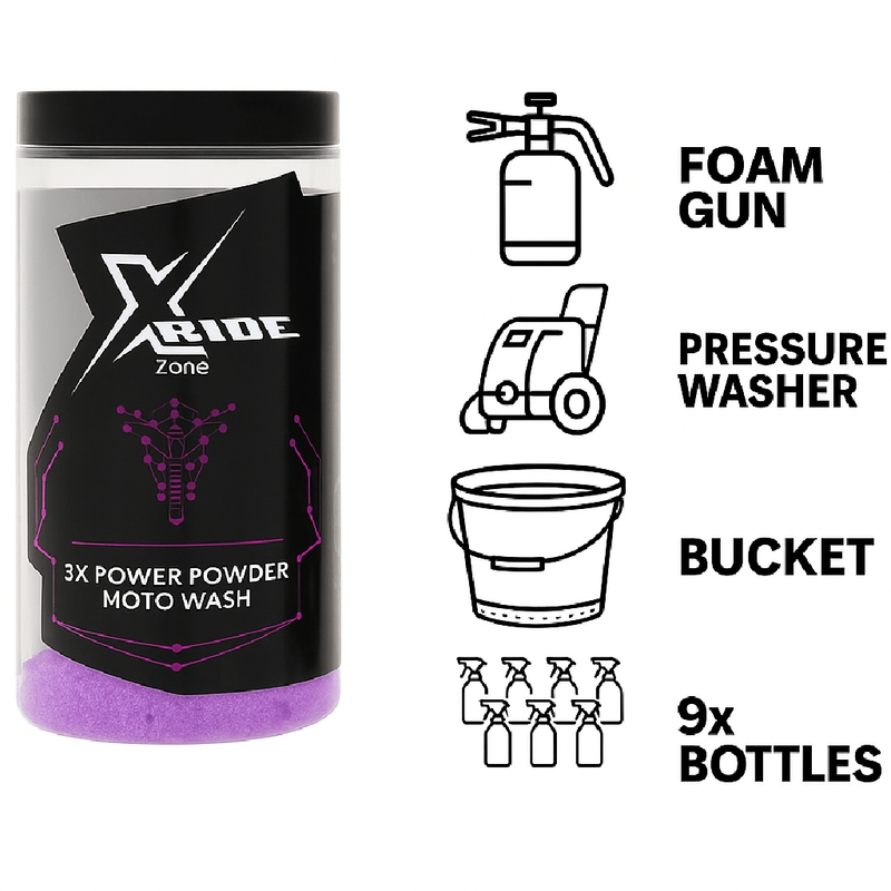 XzoneRide® Power Powder-Moto Wash Motorrad-Shampoo-Pulver, 60 g