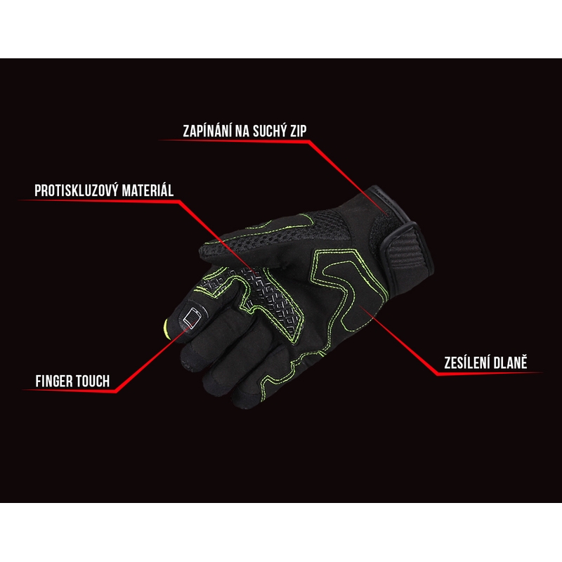 Motorradhandschuhe Street Racer Stunt Schwarz-Fluo Gelb