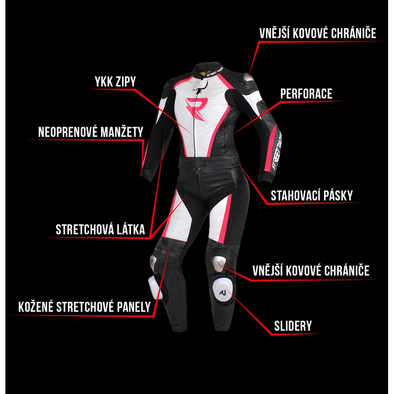 Women's Jumpsuit Street Racer Kiara schwarz-weiß-fluo pink Ausverkauf