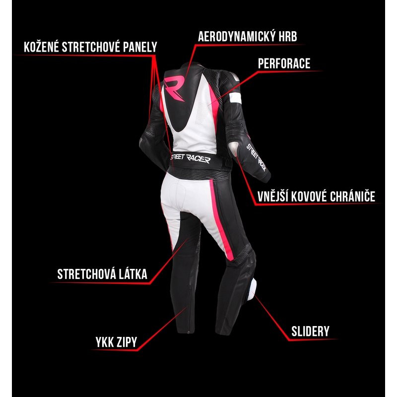 Women's Jumpsuit Street Racer Kiara schwarz-weiß-fluo pink Ausverkauf