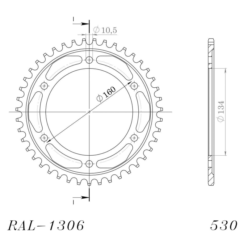 Aluminium-Ketten Rad SUPERSPROX schwarz 45T, 530