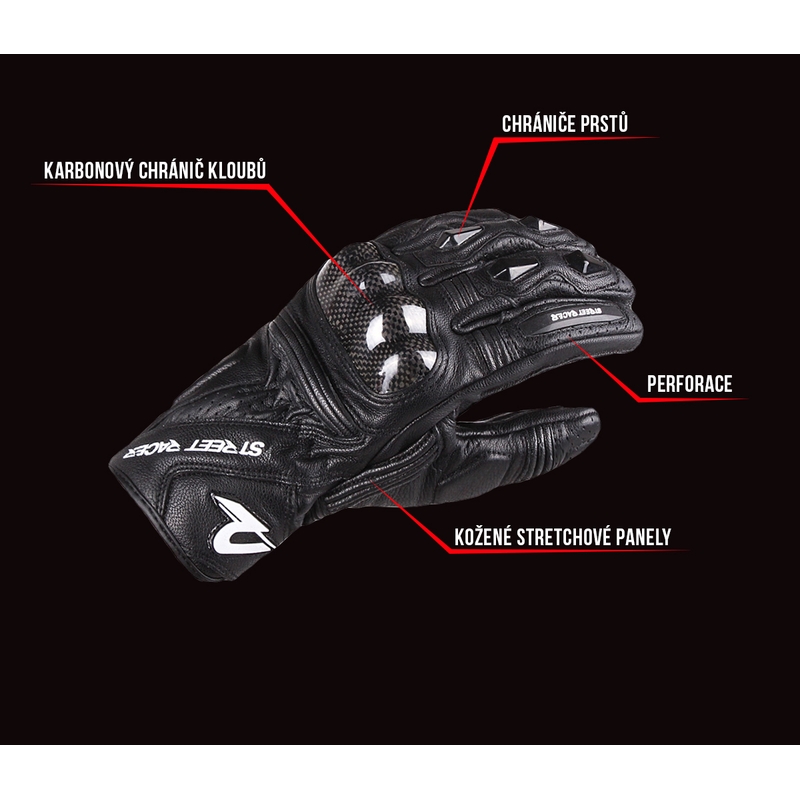 Street Racer XTR Motorradhandschuhe Schwarz Sale Ausverkauf