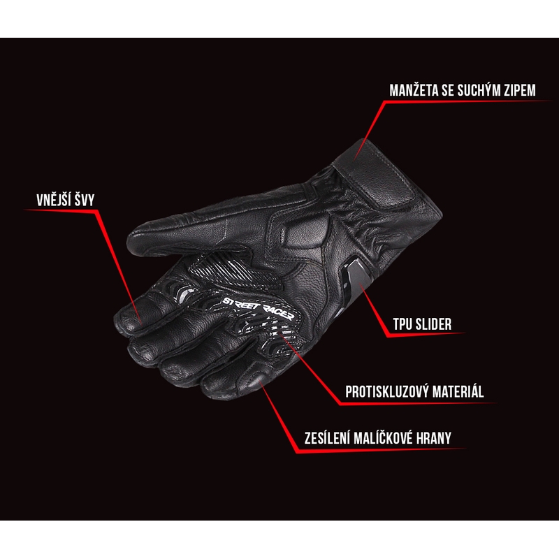 Street Racer XTR Motorradhandschuhe Schwarz Sale Ausverkauf