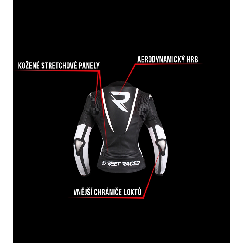Women's Street Racer Electra Schwarz-Weiß-Motorradjacke Ausverkauf
