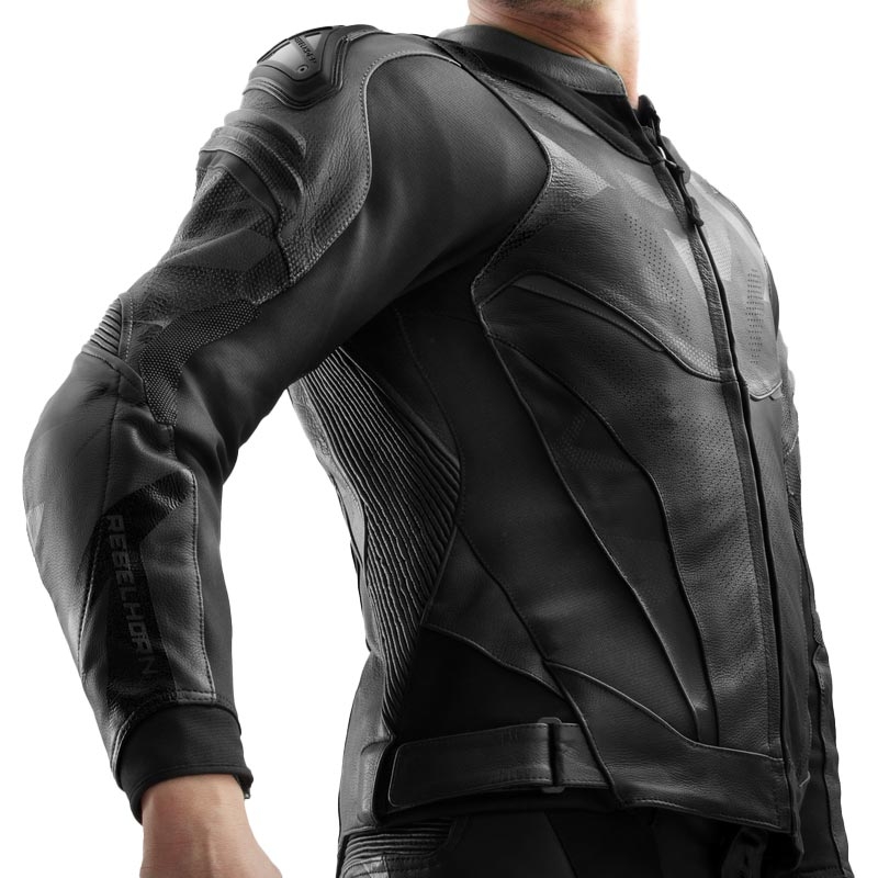 Leder-Motorradjacke Rebelhorn Inferno schwarz