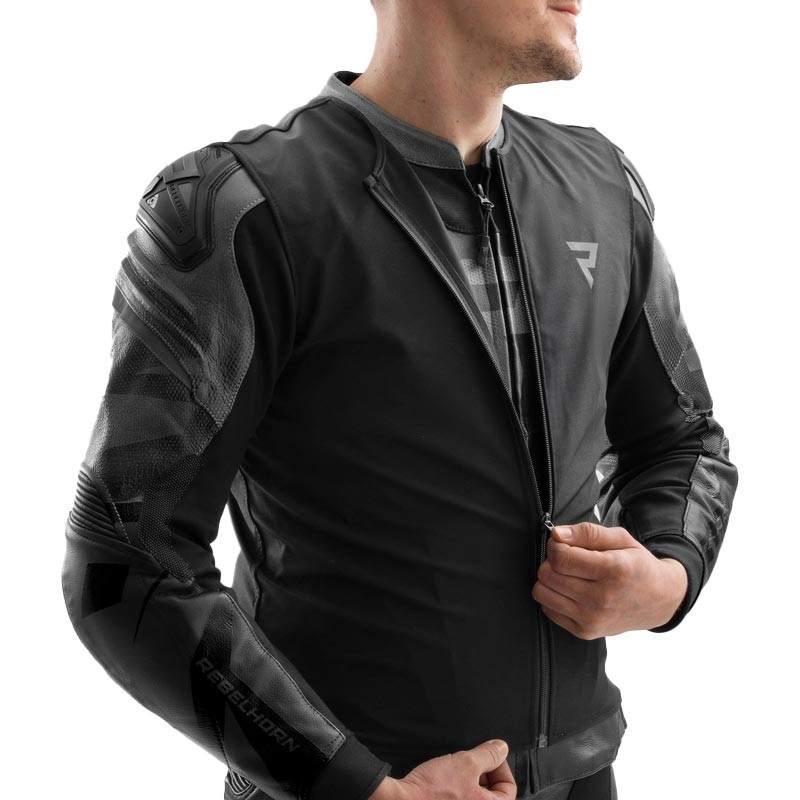 Leder-Motorradjacke Rebelhorn Inferno schwarz