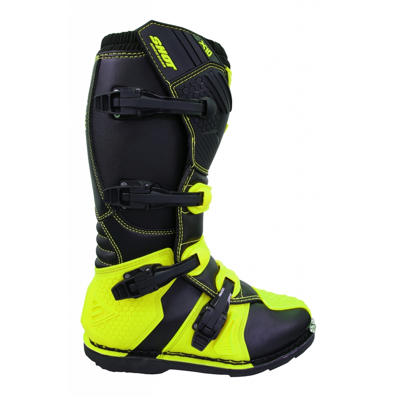 Shot X10 Schwarz-Fluo Gelb Motorradstiefel Ausverkauf