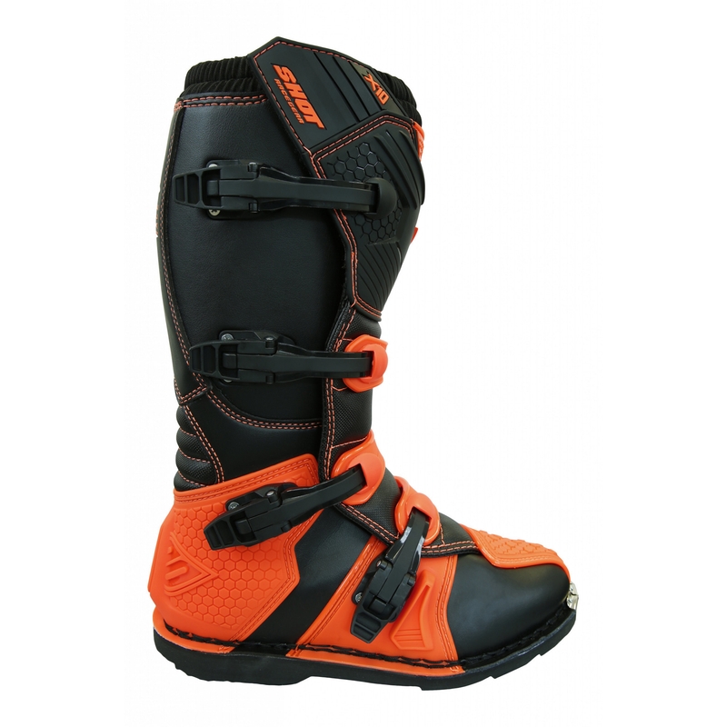 Shot X10 schwarz-fluo orange Motorradstiefel