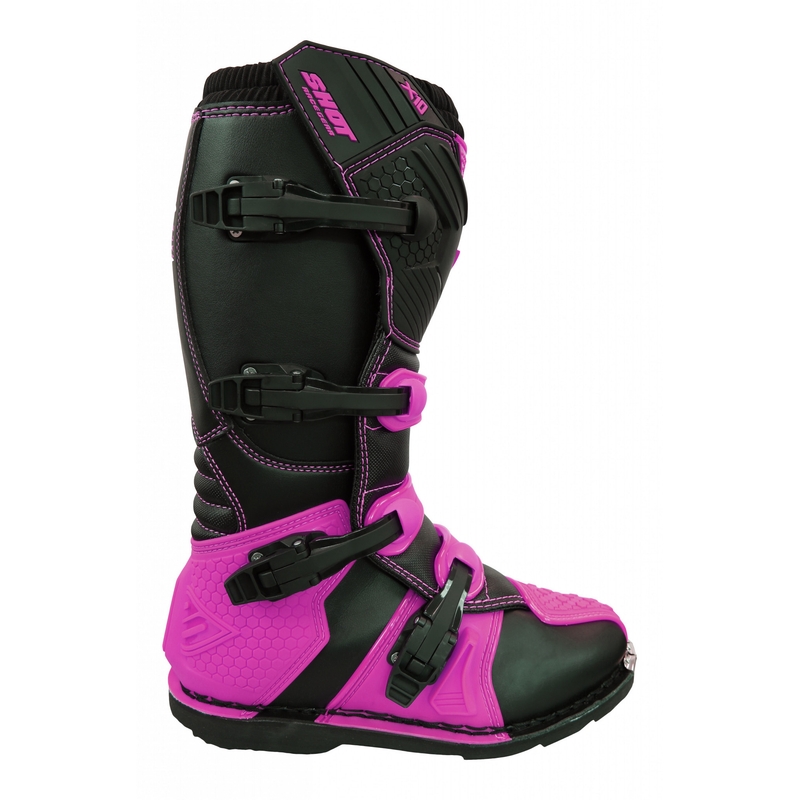 Shot X10 Schwarz-Fluo Rosa Motorradstiefel Ausverkauf