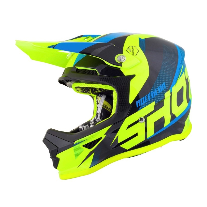 Kinder Motocross Helm Shot Ultimate schwarz-blau-fluo gelb