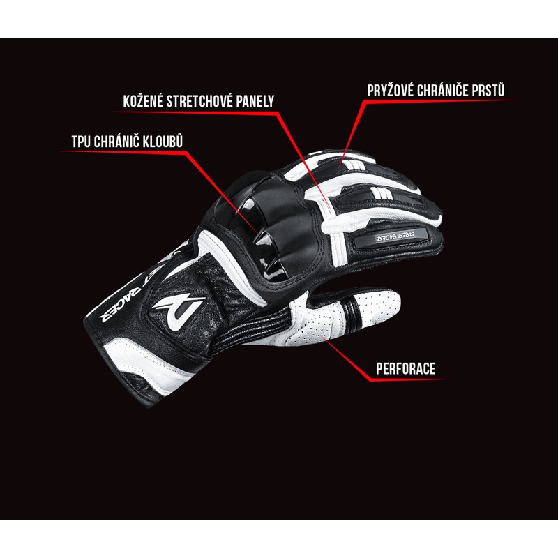 Street Racer GPR schwarz und weiß Motorradhandschuhe Ausverkauf