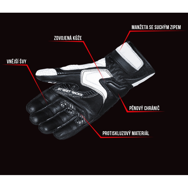 Street Racer GPR schwarz und weiß Motorradhandschuhe Ausverkauf
