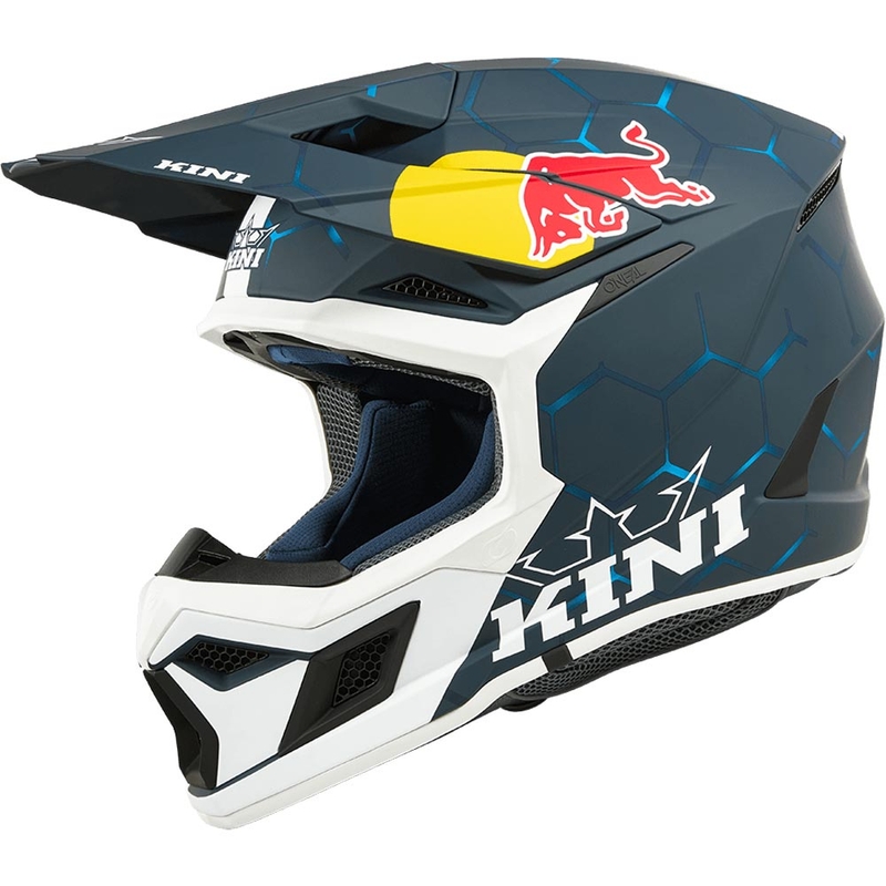Motocross-Helm KINI Red Bull MX3 1.0 blau-weiß