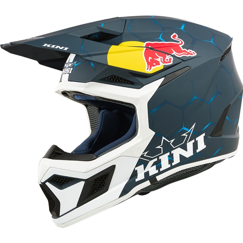 Motocross-Helm KINI Red Bull MX3 1.0 blau-weiß