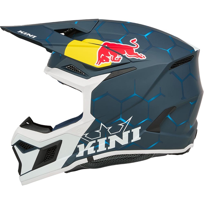 Motocross-Helm KINI Red Bull MX3 1.0 blau-weiß
